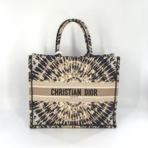 Pre-owned Dior Canvas Tote Bags Embroidered Tie Dye Large Book Tote Multicolor JA0032
