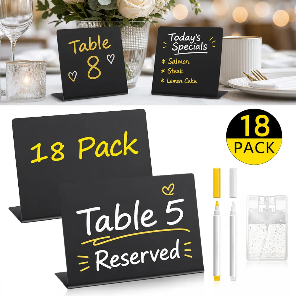 18 Pcs 4"x3" Mini Food Labels for Party Buffet,Mini Chalkboard Signs for Food Display,Food Labels,Table Name Tags,Wedding Place Cards,Include 2 Wet Erase Markers,Halloween Christmas Gifts