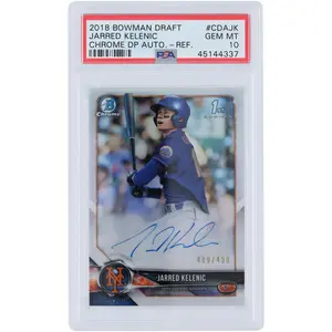 Jarred Kelenic New York Mets Autographed 2018 Bowman Chrome 1st Bowman Refractor #CDA-JK #409/499 PSA Authenticated 10 Card - Fanatics Authentic Certified