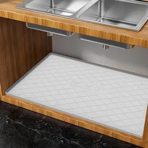 Under Sink Mat for Kitchen , 40" x 22"  Under Sink Mat for Shelf Liner Organizer, Cabinet Sink Protector Under Sink Liner for Bottom Kitchen, Bathroom(Light Grey)