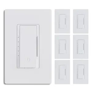 6 Pack BRILLTECH Digital Dimmer Light Switch for 300W Dimmable LED/CFL Lights and 600W Incandescent/Halogen, Single Pole/3-Way LED Dimmer, Screwless Wallplate Included, ETL Listed, White