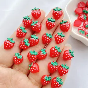 40pcs Cute Resin Mini Strawberry Nail Art Stickers, Nail Art Accessories, Resin Nail Gems, DIY Wedding Scrapbook Decorations, Portable Figurines & Miniatures, No Precious Metal Plating