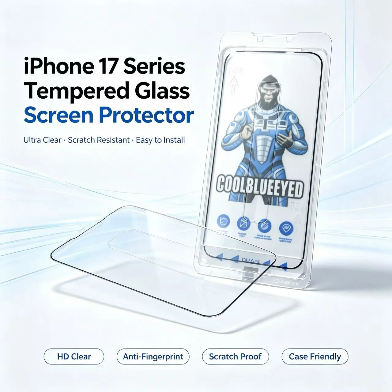Auto Alignment Tempered Glass For iPhone 17/16Pro, Installation Frame Anti-Dust Screen Protector