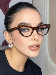 Unisex High-Quality Acrylic Retro Cat Eye Glasses, Fashion Tortoiseshell Design, Metal Hinges, Lightweight & Durable for Daily Use, Fashion Frame Eyeglasses