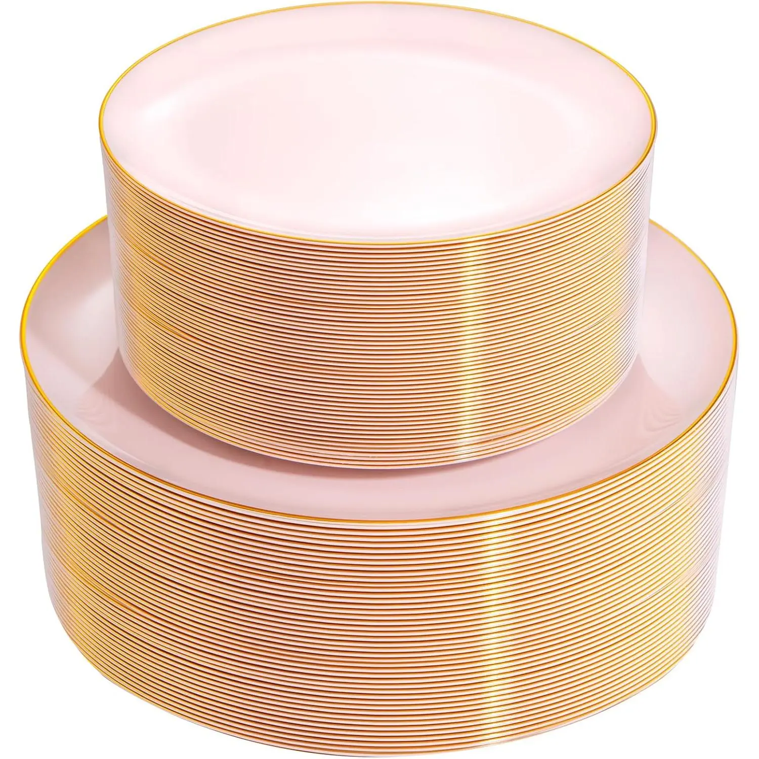 100 count Pink Plastic Plates - Heavy Duty Pink and  Disposable Plates for Party & Wedding, Include 50 Dinner Plates and 50 Dessert Plates