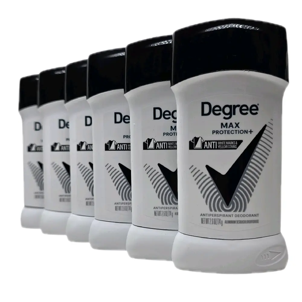 Degree Max Protection+ 5-in-1 Sweat Resistant Antiperspirant Deodorant - Body Care, Scented Aroma, Daily Use, Black and White, 2.6 oz, 6 ct