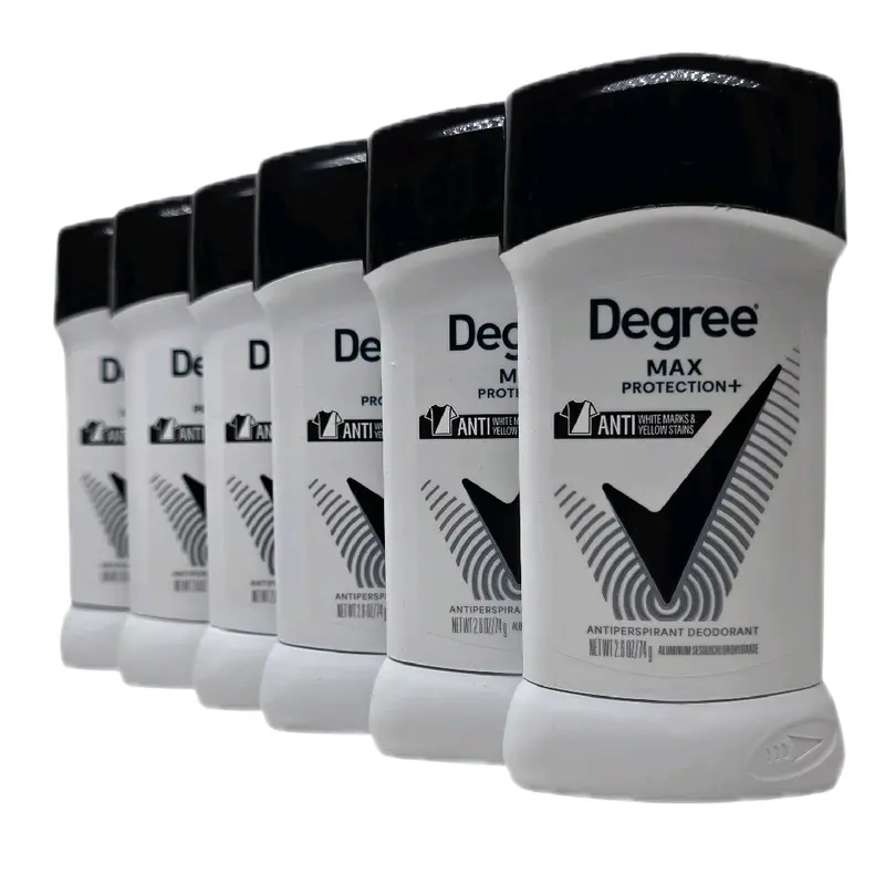 Degree Max Protection+ 5-in-1 Unisex High Performance Stick Deodorant Antiperspirant with Aluminium, Maltodextrin, Silica, Cellulose Gum - 72-Hour Daily Sweat & Odor-Fighting Protection for Adults' Underarm Care, Fragranced, 2.6 oz Multi-Pack (6 Count)