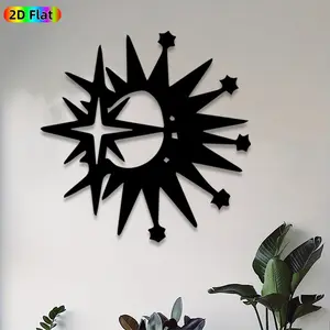 1pc Sunburst Metal Wall Art,Sunburst Statue Mural, Ideal Gift for New Year, Christmas, Sunburst Decor Enthusiasts, Rust-Resistant Metal Wall Decor Wall Sculptures, Perfect for Outdoor Fence & Indoor Wall, Eye-Catching Home Decor