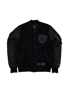LAS VEGAS RAIDERS X ALPHA X NEW ERA WOOL VARSITY MA-1 BOMBER JACKET LAS VEGAS RAIDERS X ALPHA X NEW ERA WOOL VARSITY MA-1 BOMBER JACKET
