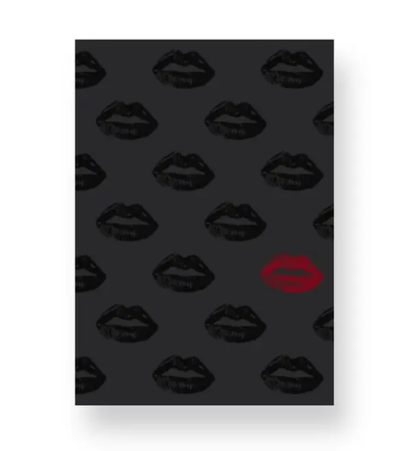 Black + Red Lips on Charcoal Notebook