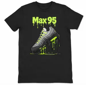 AM 95 Big Bubble Neon Yellow Black Cool Grey 2026 OG T Shirt match Dipping Shoe Unisex  Streetwear