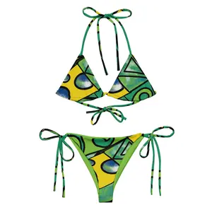 Brazil Flag Bikini  Y2K Brazil Jersey Bikini  Worldcup Soccer Bikini 80s 90s 2000s Aesthetic Y2K Clothing Y2K Shirt Swimwear