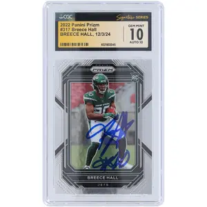 Breece Hall New York Jets Autographed 2022 Panini Prizm #317 CGC Fanatics Witnessed Authenticated 10/10 Rookie Card - Fanatics Authentic Certified