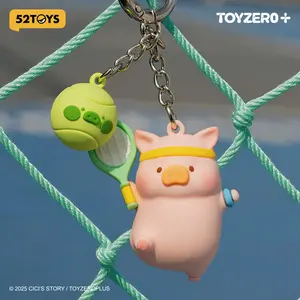 52TOYS LuLu the Piggy Tennis - Tennis Plush Keychain Kawaii Creative Gift Room Decor Desktop Decoration Gift for Birthday Party