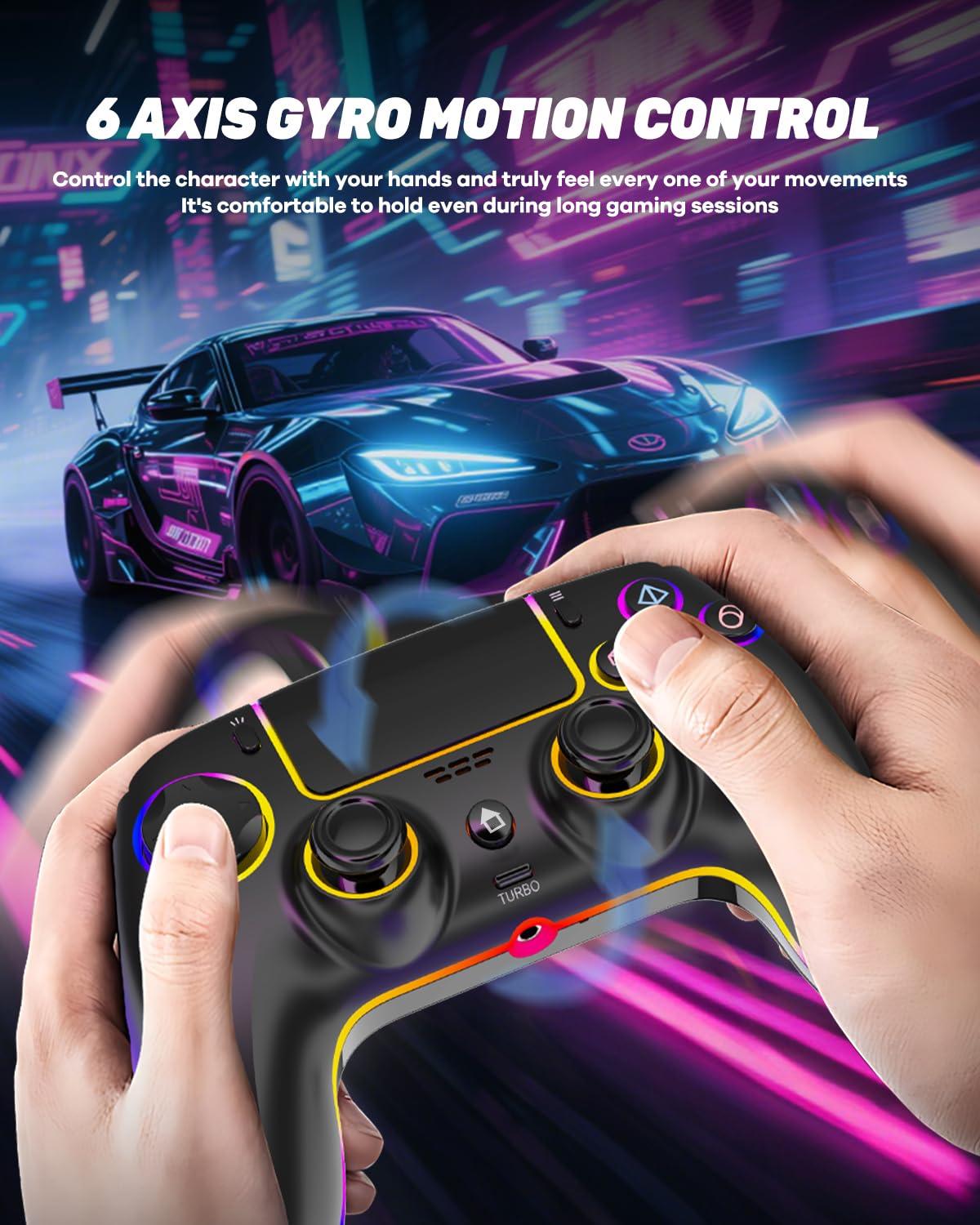 Wireless Hall PS5/PRO No Stick Drift Controller for PS5, PC, Mac, Steam Deck & Mobile - Bluetooth 5.0 Gamepad with Hall Effect Sticks, Touchpad, 6-Axis Gyro, Turbo,3.5mm Jack & Charging Cable