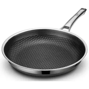 Frying Pan, 10 Inch Hybrid Non Stick Stainless Steel Skillets, Dishwasher Induction Oven Broiler Safe, Non Toxic Chef's Pan, PFOA Free Cookware