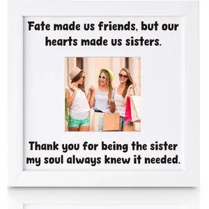 Unbiological Sister Gifts for Soul Sister Best Friend Sentimental Keepsake Picture Frame BFF Birthday Christmas Presents Maid of Honor Gift for Her