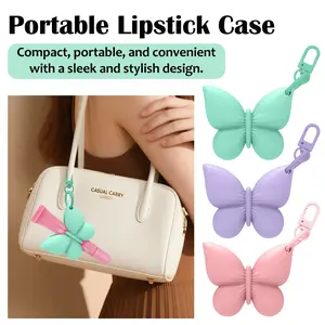 Portable Silicone Lip Gloss Stand, Clip-On Lip Balm Holder, Keychain Design, Convenient Makeup Organizer, Travel-Friendly Accessory