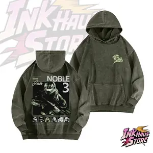 Unisex Vintage Cotton Long-Sleeve Hoodie, Halo Series Noble Team Spartan Jun-A266 (Noble 3) Design