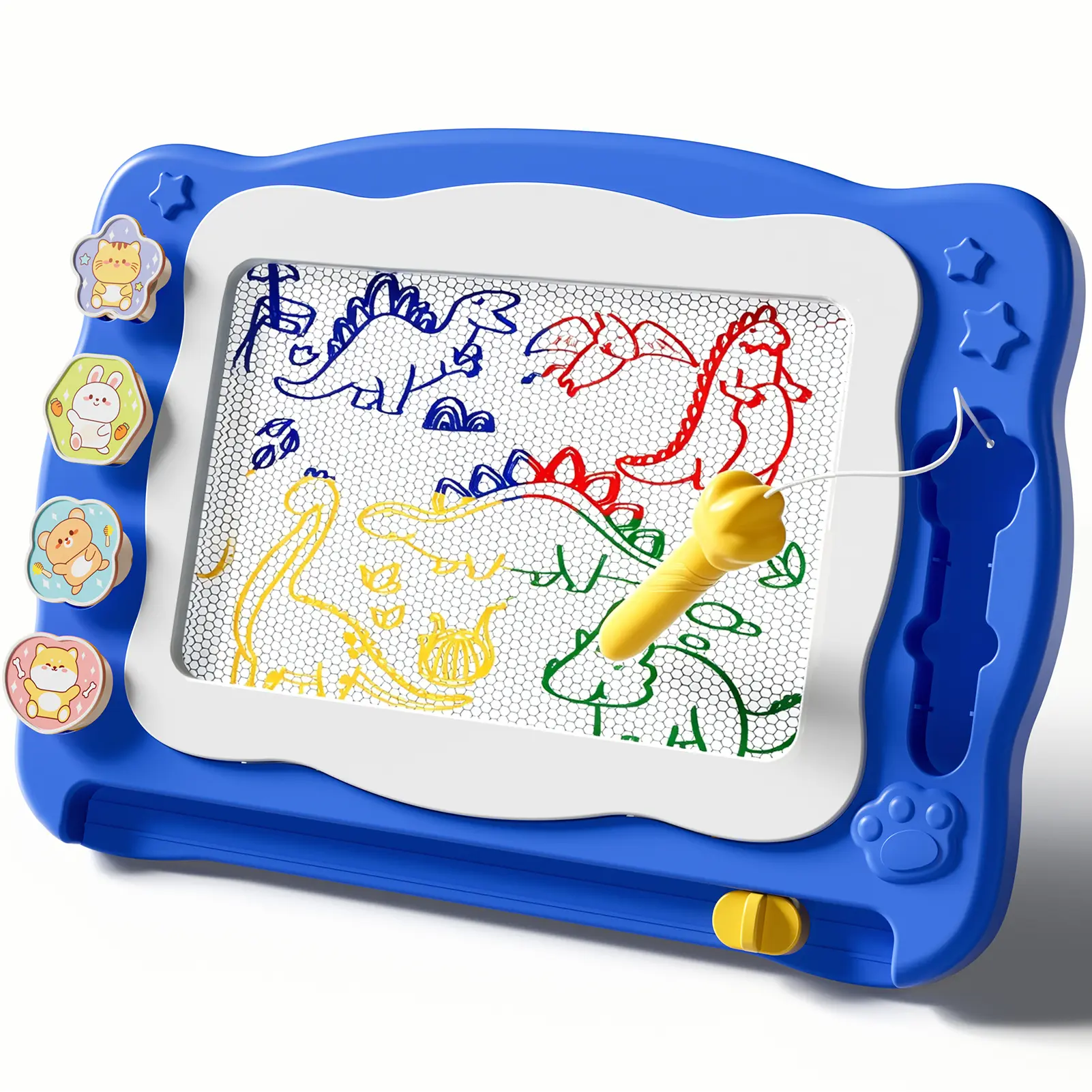 Children's Portable Magnetic Drawing Board - Lightweight Educational Toy for 3+ Years Old, No Battery Needed, Erasable Reusable, with Animal Stamps & Pens, Supports Early Development
