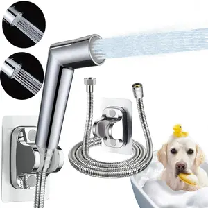 Household Bathroom Shower Head for Cleaning Pets and Toilets, Flow Adjustable Head, 59-Inch Hose with Wall Mount Bracket