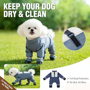 [Hipipet]  Waterproof Full-Body Dog Jumpsuit for Rain & Snow - Keep Dogs Dry Warm & Clean Easy-On Design with 4-Leg Coverage for Small Breeds