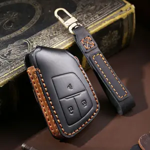 Handmade Genuine Leather Key Fob Cover for Buick Envision, Custom Fit Car Key Protector