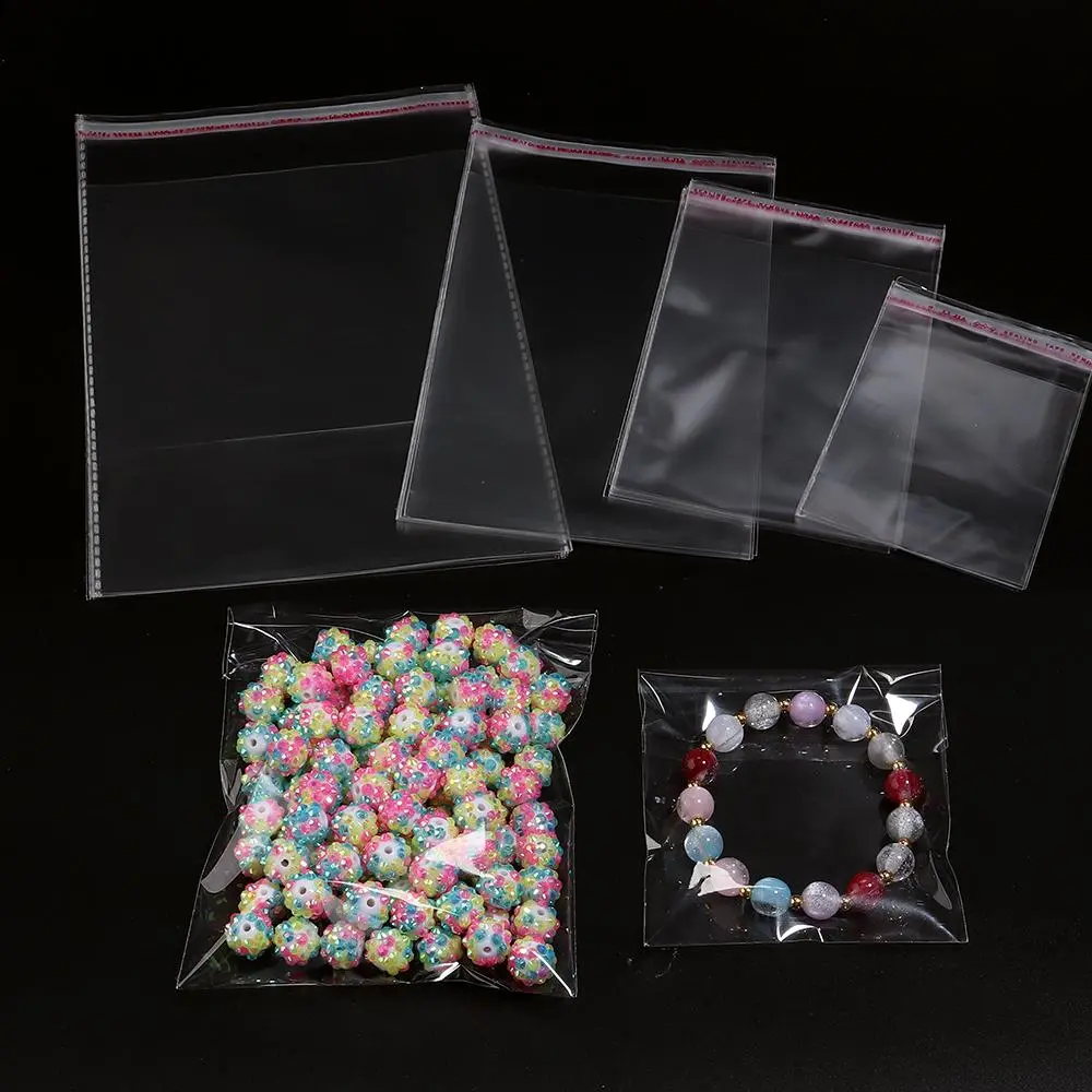 100pcs/lot Transparent Self Adhesive Bags Resealable Waterproof Gift Food Candy Packaging OPP Plastic Bag Storage Bag