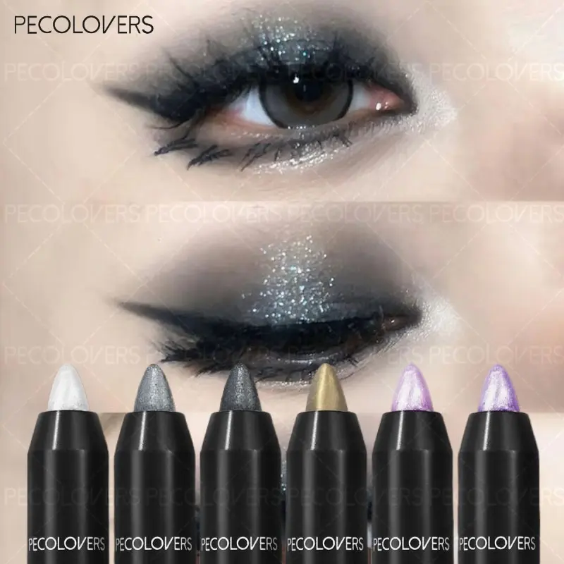 6pcs/set Pearlescent Eyeshadow Pencil Stick Glitter Shimmer Eye Shadow Pen Highlight Long Lasting Eyes Makeup Tools Glam Pack Glitter