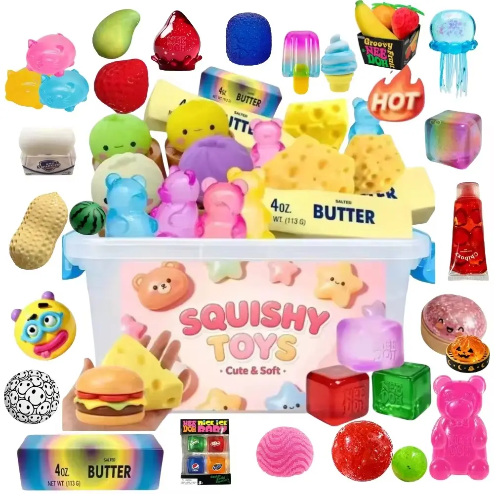 Squishy Toys Mystery Blind Box, Assorted Surprise Figures, Novelty Fidget Stress Relief Gift for Kids