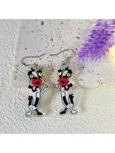 2D flat red-lipped monster earrings - a Halloween funny and quirky gift. Acrylic personalized gothic monster earrings.