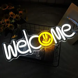 Welcome Neon Light Adjustable USB Powered Wall Decor, Wedding Party Home Bar Mall Decoration LED Signage, Business Window Door Wall Sign