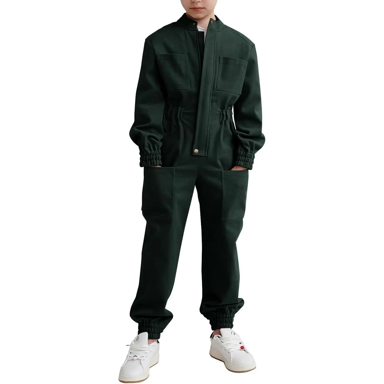 Haloumoning Boys' Long-Sleeve Zip-Up Flight Coveralls - Kids' Mechanic Look Jumpsuit with Pockets, Elastic Cuffs, Durable Stitching, Playwear Clothes for 5-14 Years, Ideal Gift