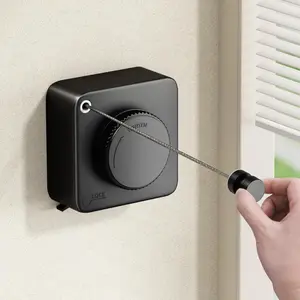 Retractable Clothesline Indoor, Non-Sagging Outdoor Clothes Line Retracting Heavy Duty Clothes Drying Laundry Line Wall Mounted Stainless Steel Line-15.1 Feets