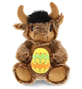 DOLLIBU Plush Easter Egg Stuffed Buffalo Toy - Super Soft Polyester Sitting Doll, Spring Theme Decor, Easter Gift for Kids' Playtime