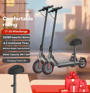 Electric Scooter with seat, Long-Range Portable Commuting Scooter for Adults with Braking System and App , Lightweight ,350W Motor, Top Speed 19/20 mph, Max 18/20Miles Ranges, Foldable E Scooter for Adults with 8.5inch Solider tire.