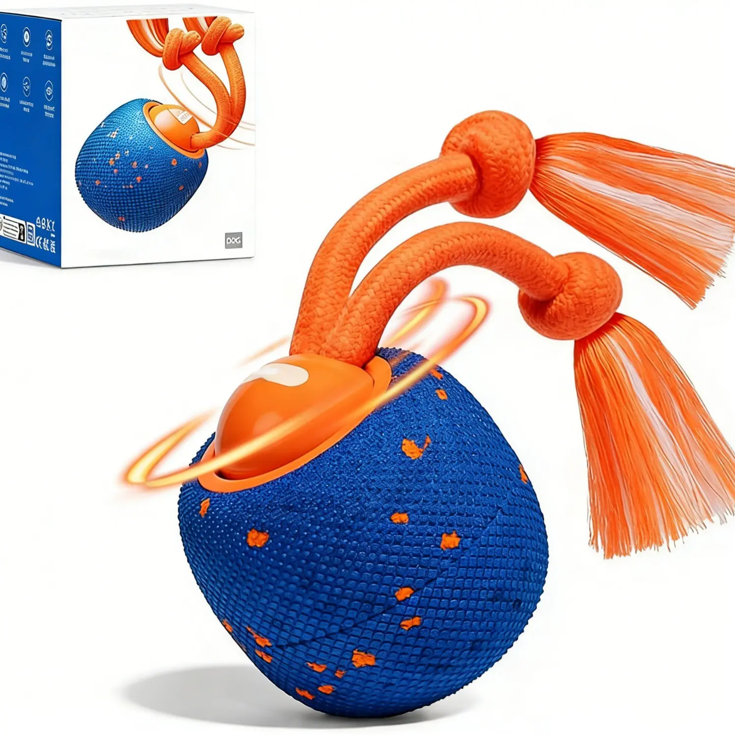Smart Interactive Dog Ball Toy - Motion-Activated Automatic Moving, Bouncing, Rotating Durable E-TPU & ABS Toy, 210g, 300mAh/800mAh Battery, 84*84*125mm, Engages Play for Medium & Large Dogs