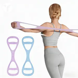 1cs Upgraded 8-Shape Fitness Bands with 3 Resistance Levels for Progressive Workouts, Figure 8 Resistance Bands with Comfort Handles,Shock-Absorbing for Arm,Back & Shoulder Stretch, Suitable for Yoga,Pilates&Stretching, Lightweight for Home & Gym Use