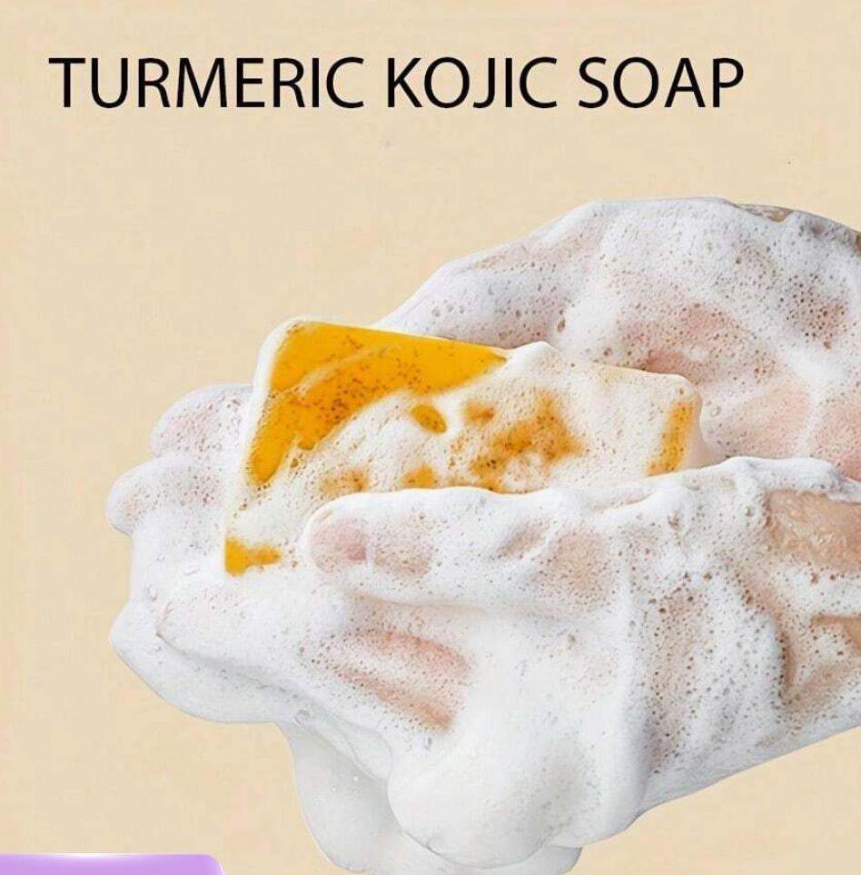 1/2/3/4PC Lemon Turmeric Kojic Soap, Turmeric Soap Bar, Natural Gentle Cleanser Face And Body, Natural Turmeric Handmade Soap Men, Women