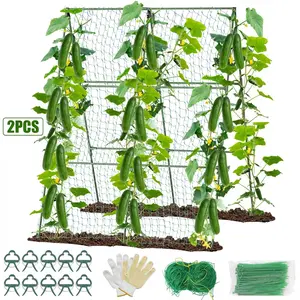 55" x 36" A-Frame Cucumber Trellis for Raised Garden Beds, Heavy Duty Metal Garden Trellis for Climbing Plants, Rust-Proof Vegetable Support for Peas, Squash, Flowers, Outdoor Vertical Gardening