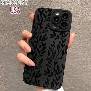 A High-End Black Branch Patterned Phone Case Suitable for Iphone Models 11, 12, 13, 14, 15, 16, XS, XR, X, 7, 8, 12, 13 Mini, Plus, Pro Max, And SE Series, Perfect As a Gift for a Girlfriend, Boyfriend, Friend, Or for Yourself.