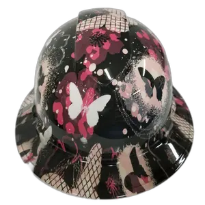 Pink Butterfly Splatter Art - Custom Hydro Dipped Full Brim Hard Hat
