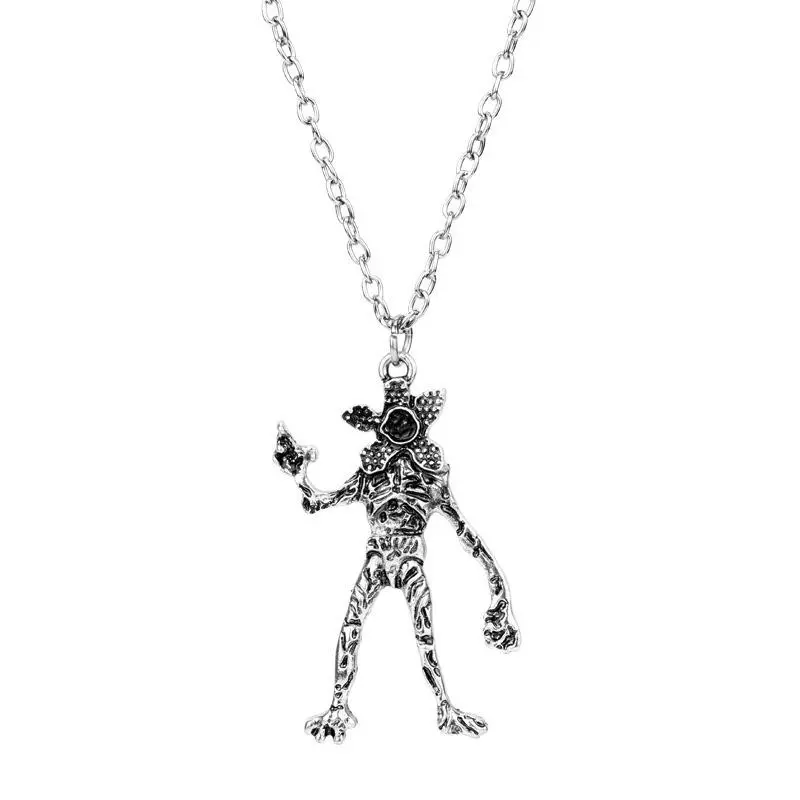 Stranger Things Demogorgon & Demodog Necklace, Official Licensed Netflix Jewelry, Adjustable Chain, Gift for Fans, Unisex Gothic Accessory, Authenticity