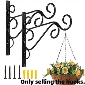 2 Iron Wall-Mounted Plant Hooks, Two Sizes Available, Garden Accessories, Ideal for Home Garden Decor, Durable Hanging Basket Support