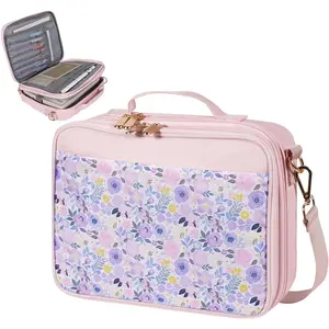 Large Bible Case with Strap, 2 Compartment Bible Cover for Women, Carrying Bag for Girls, Floral Scripture Case