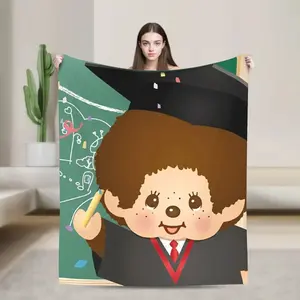 Monchhichis Cartoon Flannel Blanket  Soft Warm Throw Blanket for Outdoor Airplane Travel Print Bedspread Sofa Bed Cover . Polaris Blanket