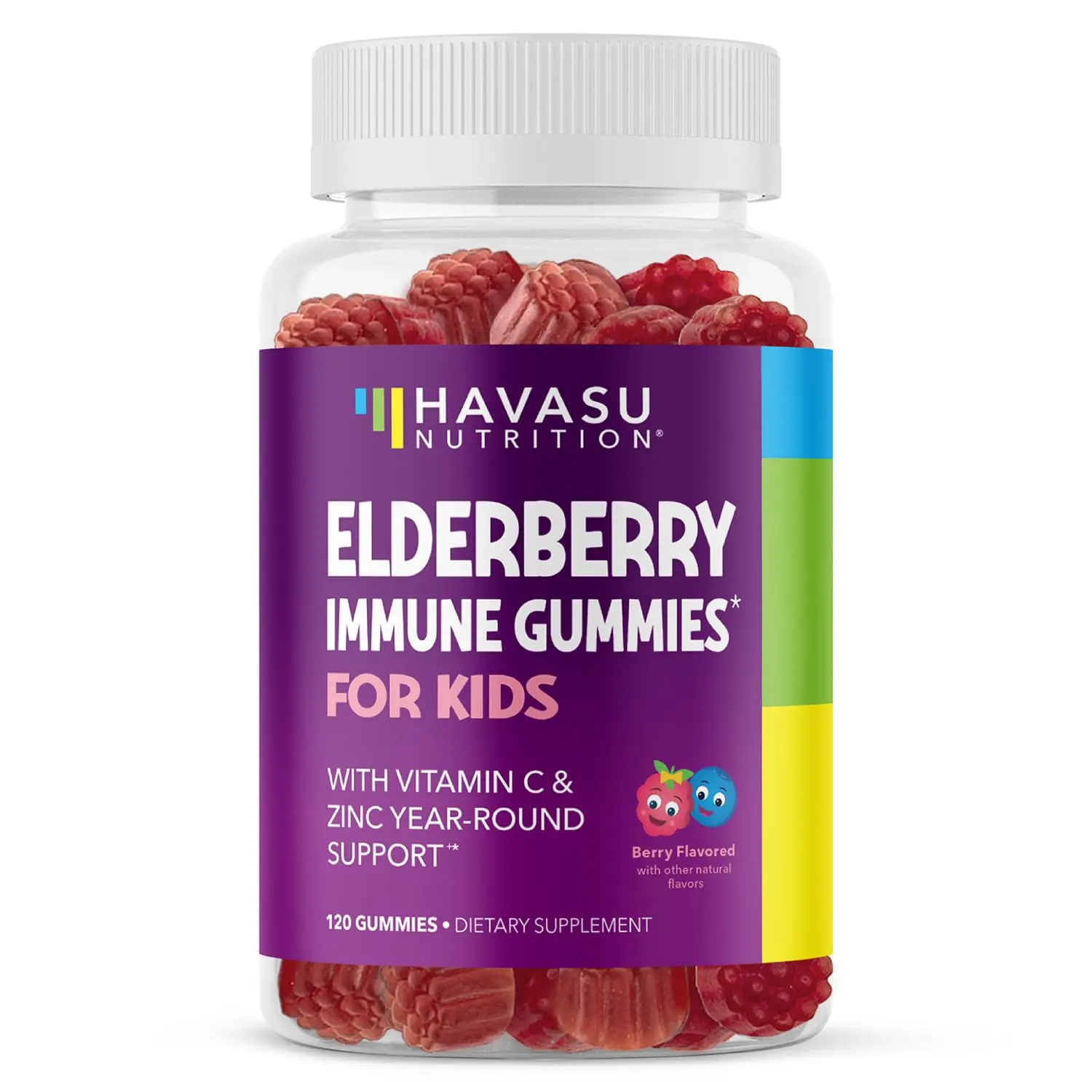 Elderberry Gummies for Kids with Zinc and Vitamin C - Potent, Herbal Immune Support for Kids with Antioxidants to Support Immune Defense -Vegan Elderberry Vitamin C and Zinc Kids Immune Gummies