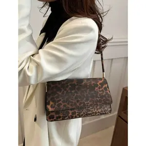 Vintage Colorblock Leopard Print Elegant Shoulder Underarm Bag, Leopard Print Purse For Women Leopard Comeback, Fall Winter Fashionable Cheetah Print Purse For Women