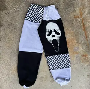 Horror Movies Sweatpants Upcycled Clothing Reworked Joggers Slow Fashion Halloween Clothes Spooky Sweatpants Horror Joggers Eco Friendly One Off Scary Clown IT  Comfortable Rib Knit Leg Cuffs Elasticated Waist Drawstring Fit