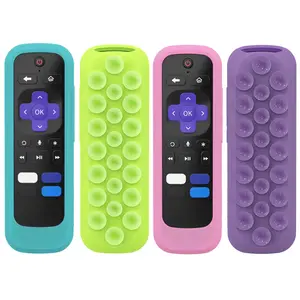 1pc Silicone Remote Control Cover for Roku TV Remote,  Glow-in-the-Dark Remote Case with Suction Cup for Roku Express 4K+ HD Streaming Stick 4K Premiere Streambar LE SE Streaming Media Player Simple/Voice Remote(Not for Pro/Ultra)